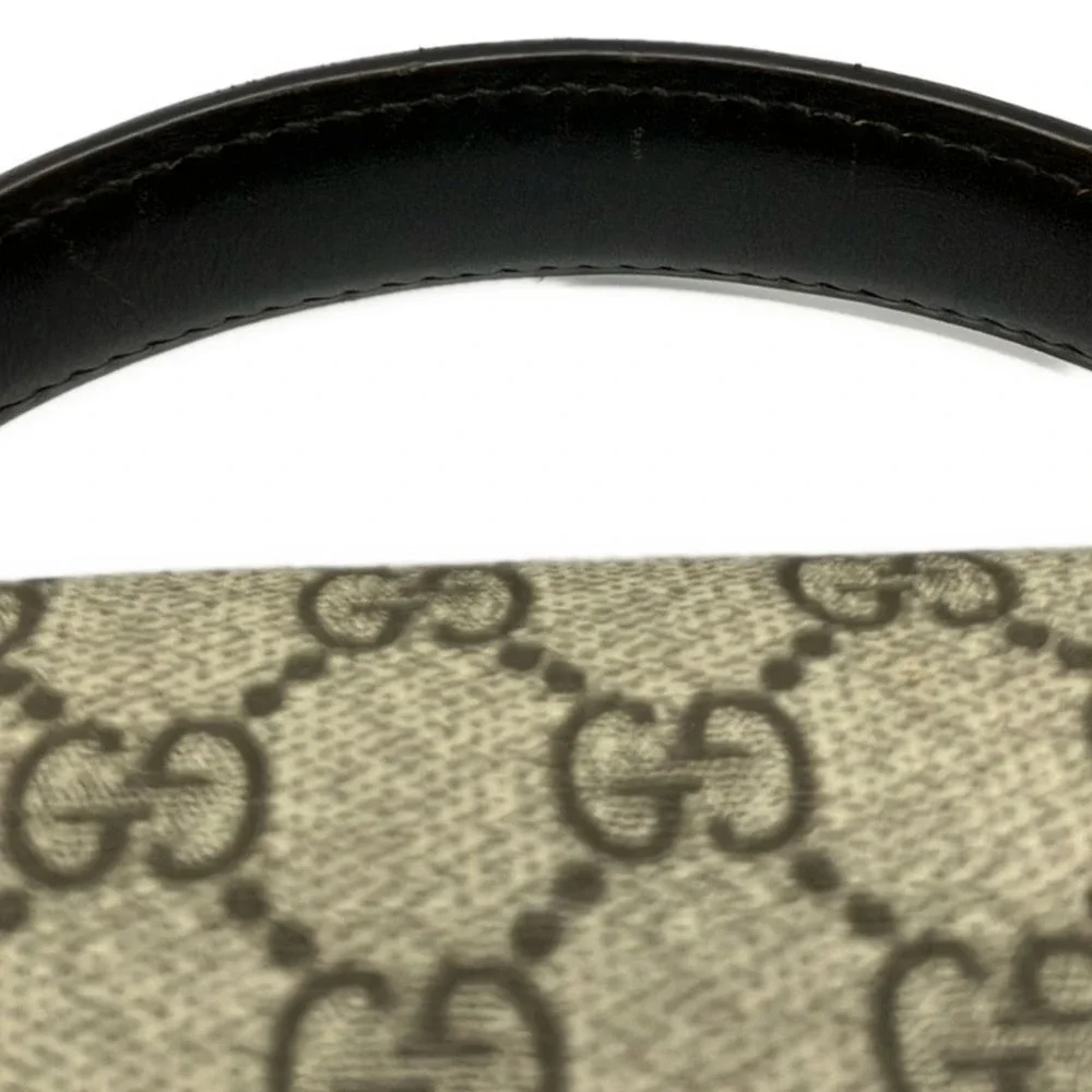 Gucci GG Plus/GG Supreme Handbag 223650 Beige Dark Brown PVC Leather